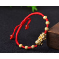 J2285 Gold Color Pixiu  Knots Adjustable Charm Bracelet Lucky Red Thread Bracelets